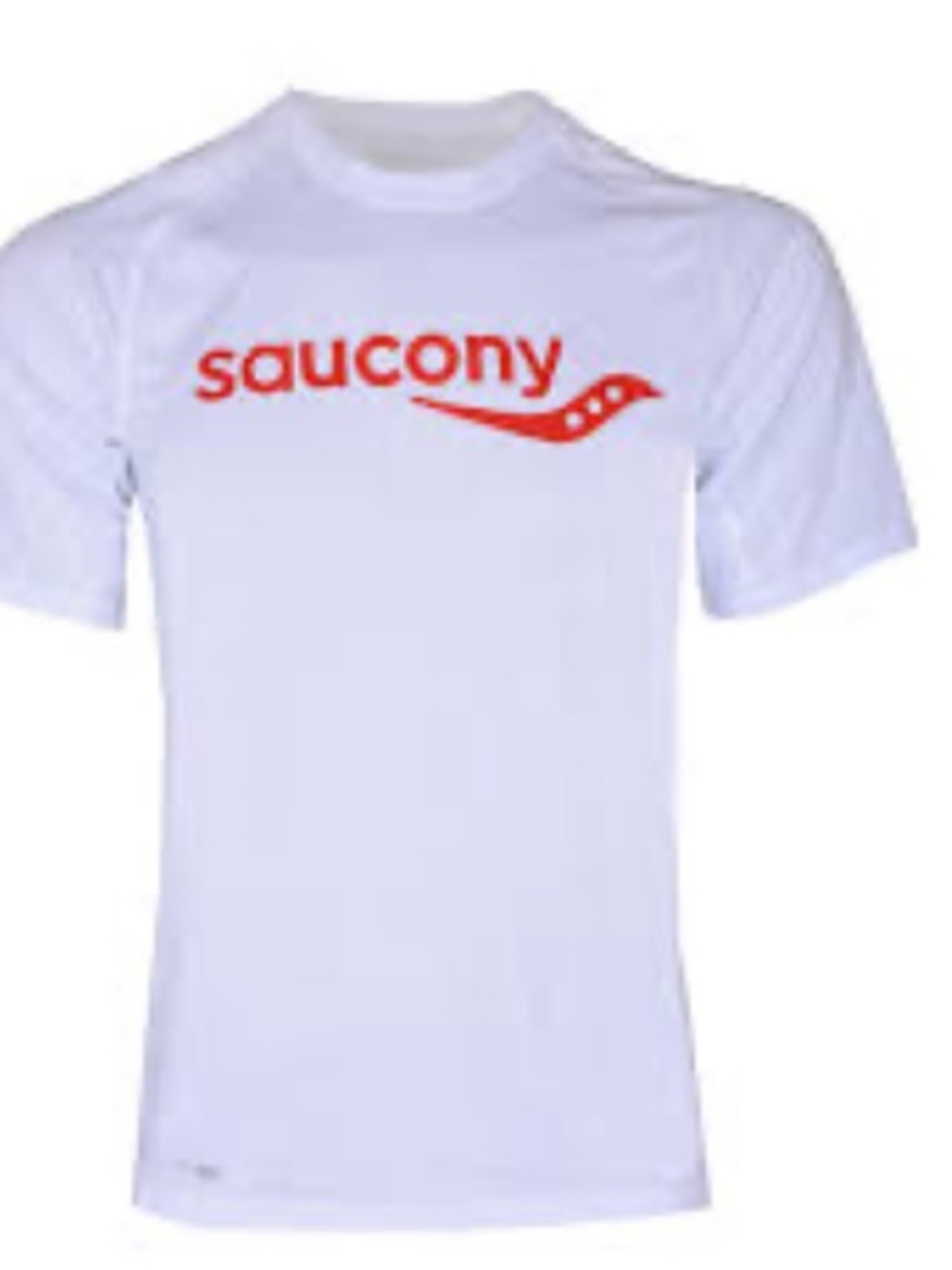 Saucony White Tee with Red Logo Wave